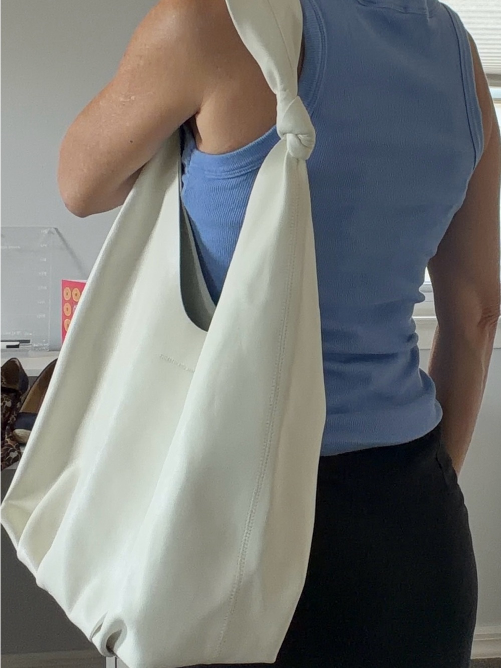 Elizabeth and James Knot-Shoulder White Tote Bag